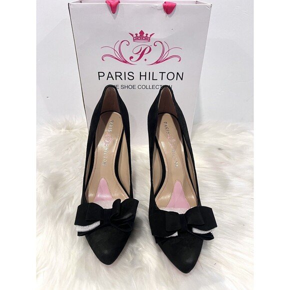 Paris Hilton Black Heels Women Size 9M Amelie Black Suede Platform Pumps Heels - Picture 2 of 10